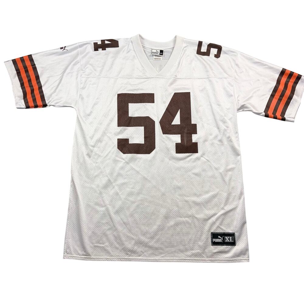 Vintage Cleveland Browns Jersey Puma Chris Spielman #54 White Brown 90s y2k